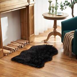 JXLOULAN Faux Fell Teppich Schwarz 30x50 cm,