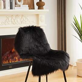 JXLOULAN Faux Fell Teppich Schwarz 60x90 cm,