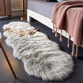 JXLOULAN Faux Lammfell Schaffell Teppich Grau
