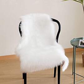 JXLOULAN Faux Lammfell Schaffell Teppich Weiß