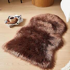 JXLOULAN Faux Schaffell Teppich Dunkelbraun 40x60