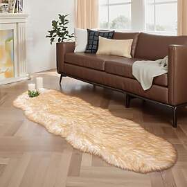 JXLOULAN Faux Schaffell Teppich Gradient Braun