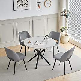 JZGORC Esstisch und Stuhlset, 100 cm Runder MDF