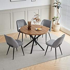 JZGORC Esstisch und Stuhlset, 100 cm Runder MDF