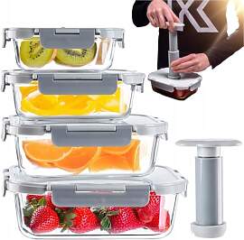 KADAX 4er Set Vakuumbehälter aus Glas (370ml,