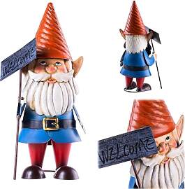 KADAX Gartenzwerg 33 cm mit Welcome Schild,