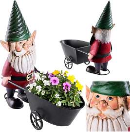 KADAX Gartenzwerg 34 cm mit Schubkarre,