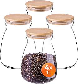 KADAX Vorratsgläser 1L, 4er Set, Vorratsdosen aus 