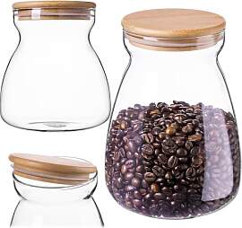 KADAX Vorratsglas 1L mit luftdichtem Bambusdeckel, 