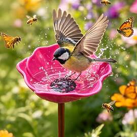 Kaezuy Vogeltränke Regenfänger Gartenstecker mit 