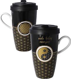 Kaffee to go Becher, Tasse YING YANG schrz mit