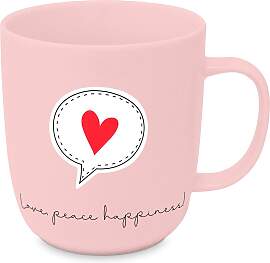 Kaffeebecher Love Peace Happiness aus Keramik
