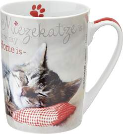 Kaffeebecher Miezekatze Weiss mit Aufdruck