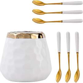 Kaffeelöffel Set, Keramikgläser mit 6 kleinen