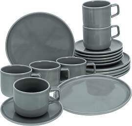 Kaffeeservice Chef Collection Grau, 18-teilig