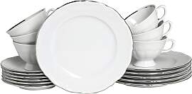 Kaffeeservice Maria Theresia Weiß/Platinfarben,