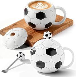 Kaffeetasse mit Deckel Löffel 400ml, Basketball
