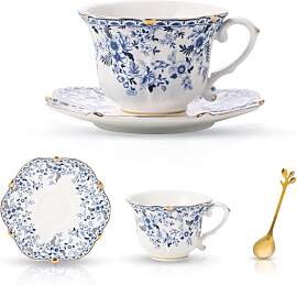 Kaffeetassen mit Untertassen, Rosenporzellan