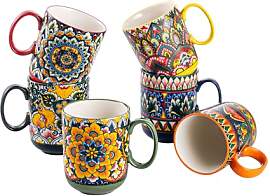 Kaffeetassen Set 6er, Tassen Set mit Henkel, 400ML 
