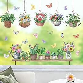 KAIRNE Topfpflanzen Fensteraufkleber Frühling