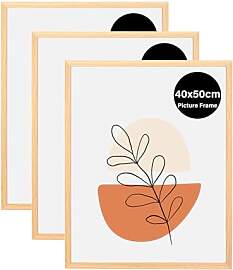 KAIWIN 3 Pack Bilderrahmen 40x50 cm, Eiche Rahmen