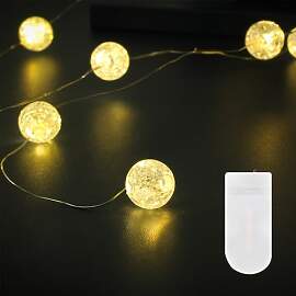 Kaleora LED Lichterkette Kristallkugeln, 1M 10 LED 