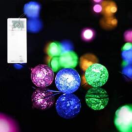 Kaleora LED Lichterkette Kristallkugeln mit Timer, 