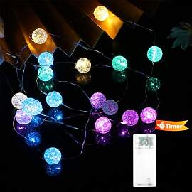 Kaleora LED Lichterkette Kristallkugeln mit Timer, 