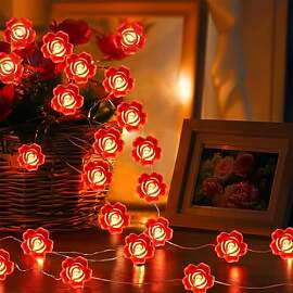 Kaleora LED Rosen Lichterkette, 2M 20 LED Rote