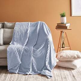 KARACA Ruby Stripe Wellsoft Doppel Decke, Blau.