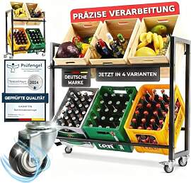 KARASTEIN® Getränkekistenregal mit Rollen für 6 