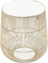 Kare Design Beistelltisch Beam, Weiß/Gold, rund,