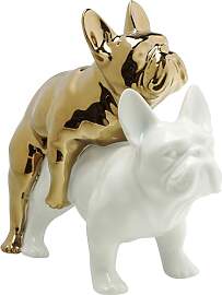 Kare Design Deko Figur Love Dogs, Gold/Weiß,