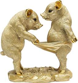 Kare Design Deko Figur Pig Party, Gold, Tiermotiv, 