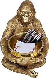 Kare Design Figur Gorilla Holding Bowl, Gold,