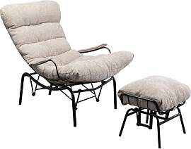 Kare Design Sessel + Hocker Vienna Swing, Beige,