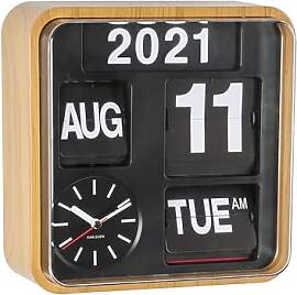 Karlsson Wanduhr Mini Flip - Bambus - 24x24x10cm - 