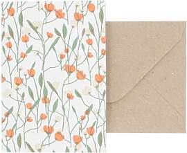 Karte mit umschlag, blumen, orange & rosa -