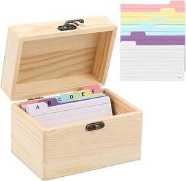 Karteikarten Box,Index Cards Box A7,Holz-Rezeptbox 
