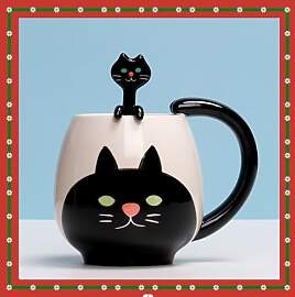 Katzen Tasse mit LöFfel Katzen Becher Tasse mit