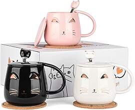 Katzenbecher Set von 3 Nette keramische