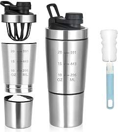 KBIBCK Edelstahl Protein Shaker, 600+200ML Shaker