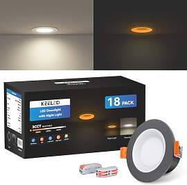 KEELED Einbaustrahler LED Schwarz mit Nachtlicht,