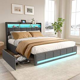 KeepGoon Polsterbettrahmen mit USB Ladestation und 