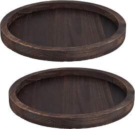 KEILEOHO 2 Stück Holztablett Rund, 32cm Holz