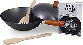 Ken Hom Carbonstahl Wokpfanne Set mit 31cm Pfanne