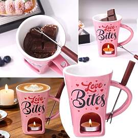 Keramik Schokofondue Tasse Set, 200ml Schoko