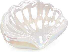 Keramik Seifenschale mit Ablauf, Weiß Muschelform 