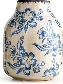 Keramik Vase, Weiß und Blau Porzellan, Vase Groß 