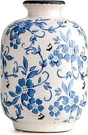 Keramik Vase, Weiß und Blau Porzellan, Vase Groß 